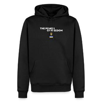 Le pouvoir de la liberté Trident Ukrainien - Sweat à capuche Premium bio Homme - noir - Devant - Nico (187cm)