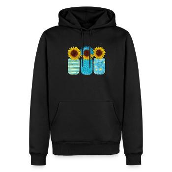 Tournesol Drapeau ukrainien Symbole Cœur - Sweat à capuche Premium bio Homme - noir - Devant - Nico (187cm)