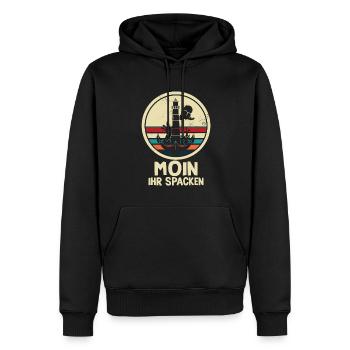 Moin Ihr Spacken Möwe Norddeutsch Plattdeutscher - Sweat à capuche Premium bio Homme - noir - Devant - Nico (187cm)