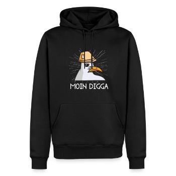 Moin Digga Seagull Nord Allemand Bas Allemand Dicton - Sweat à capuche Premium bio Homme - noir - Devant - Nico (187cm)