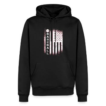 USA American Flag Baseball Player Vintage Design - Sweat à capuche Premium bio Homme - noir - Devant - Nico (187cm)