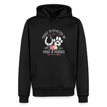 Facile de chiens et de chevaux femmes et filles - Sweat à capuche Premium bio Homme - noir - Devant - Nico (187cm)
