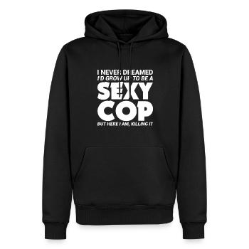 Je n’ai jamais rêvé d’être un policier sexy - Sweat à capuche Premium bio Homme - noir - Devant - Nico (187cm)