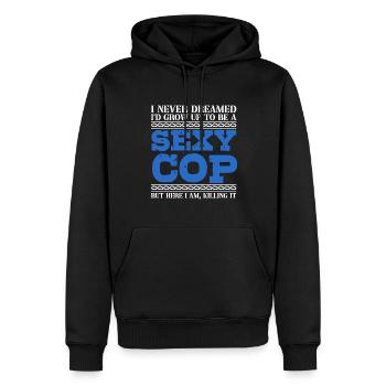 Je n’ai jamais rêvé d’être un policier sexy - Sweat à capuche Premium bio Homme - noir - Devant - Nico (187cm)