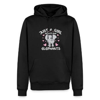 Juste une fille qui aime les éléphants - Sweat à capuche Premium bio Homme - noir - Devant - Nico (187cm)