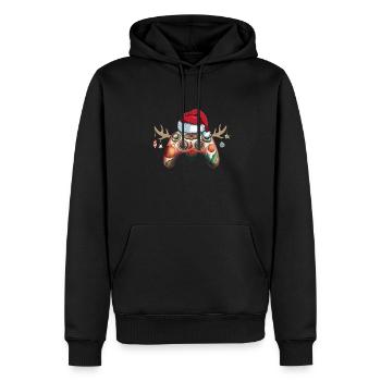 Contrôleur de joueur avec casquette Funny Outfit Noël - Sweat à capuche Premium bio Homme - noir - Devant - Nico (187cm)