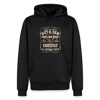 Millésime Octobre 1982 Anniversaire - Sweat à capuche Premium bio Homme - noir - Devant - Nico (187cm)