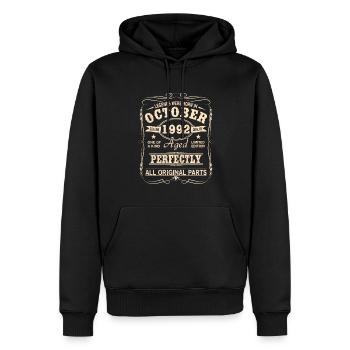 Millésime Octobre 1992 Anniversaire - Sweat à capuche Premium bio Homme - noir - Devant - Nico (187cm)