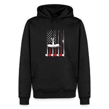 Fisherman USA Flag Patriotic American - Sweat à capuche Premium bio Homme - noir - Devant - Nico (187cm)