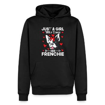 Une seule fille qui a son Français - Sweat à capuche Premium bio Homme - noir - Devant - Nico (187cm)