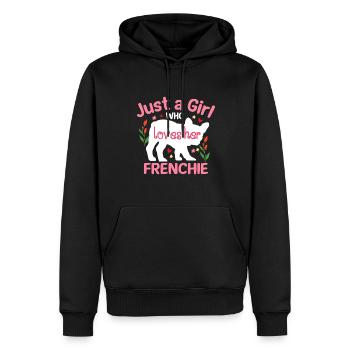 Une seule fille qui a son Français - Sweat à capuche Premium bio Homme - noir - Devant - Nico (187cm)