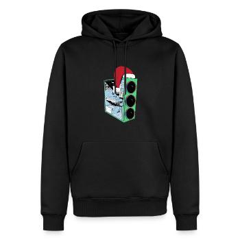 PC de jeu avec Beanie Funny Gambler Outfit Noël - Sweat à capuche Premium bio Homme - noir - Devant - Nico (187cm)