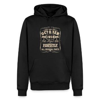 Millésime Octobre 1958 Anniversaire - Sweat à capuche Premium bio Homme - noir - Devant - Nico (187cm)