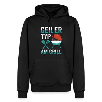 Geiler Typ Am Grill BBQ Sommer Grillen Barbecue - Männer Premium Bio Hoodie - Schwarz - Vorne - Nico (187cm)