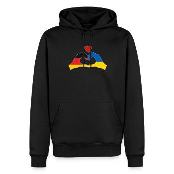 Deutschland Unterstützt Ukraine Liebe Herz - Männer Premium Bio Hoodie - Schwarz - Vorne - Nico (187cm)