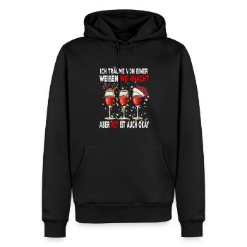Je rêve d’un Noël blanc mais le rouge est - Sweat à capuche Premium bio Homme - noir - Devant - Nico (187cm)