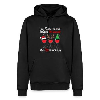 Je rêve d’un Noël blanc mais le rouge est - Sweat à capuche Premium bio Homme - noir - Devant - Nico (187cm)
