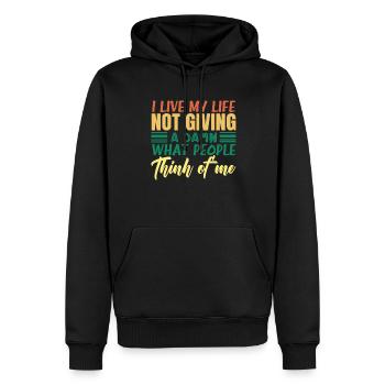 Je vis ma vie et je ne m’en soucie pas - Sweat à capuche Premium bio Homme - noir - Devant - Nico (187cm)