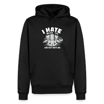 Ich Hasse Es, Wenn Du Nicht Bei Mir Bist, Zitiere - Männer Premium Bio Hoodie - Schwarz - Vorne - Nico (187cm)