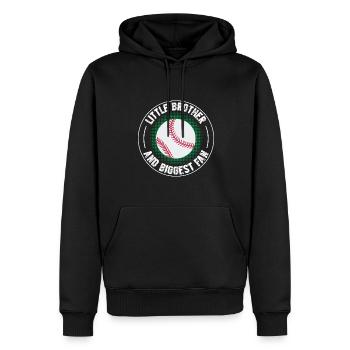 Petit frère et plus grand fan de baseball - Sweat à capuche Premium bio Homme - noir - Devant - Nico (187cm)