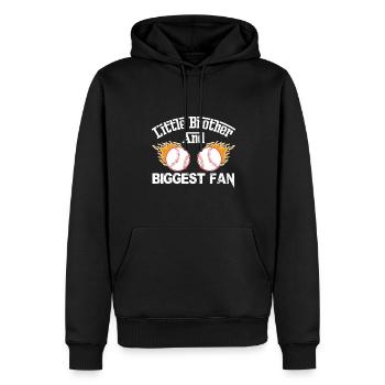 Petit frère et plus grand fan de baseball - Sweat à capuche Premium bio Homme - noir - Devant - Nico (187cm)
