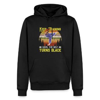 Keep training until your belt turns black - Men’s Premium Organic Hoodie - black - Front - Nico (187cm)