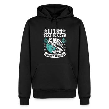 Je pêche pour ne pas étouffer les gens - Sweat à capuche Premium bio Homme - noir - Devant - Nico (187cm)