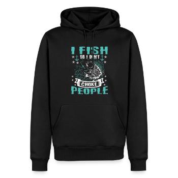 Ich Fische, Damit Ich Keine Lustigen - Männer Premium Bio Hoodie - Schwarz - Vorne - Nico (187cm)