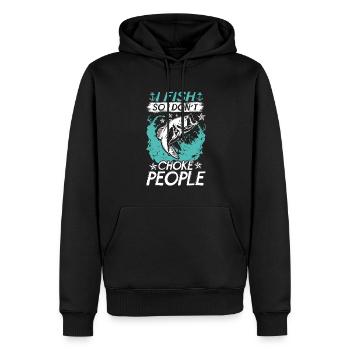 Je pêche pour ne pas étouffer les gens - Sweat à capuche Premium bio Homme - noir - Devant - Nico (187cm)