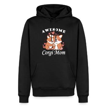 Ehrfürchtiger Corgi-Mutter-Sohn-Flaum-kawaii-Hund - Männer Premium Bio Hoodie - Schwarz - Vorne - Nico (187cm)