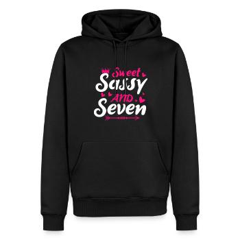 Sweet Sassy And Seven 7th birthday 7 years old - Men’s Premium Organic Hoodie - black - Front - Nico (187cm)