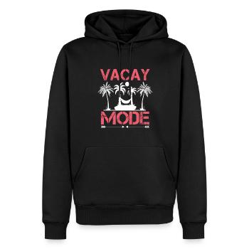 Vacay-Modus-Urlaubs-Road-Trip-Urlaubs-Outfit - Männer Premium Bio Hoodie - Schwarz - Vorne - Nico (187cm)