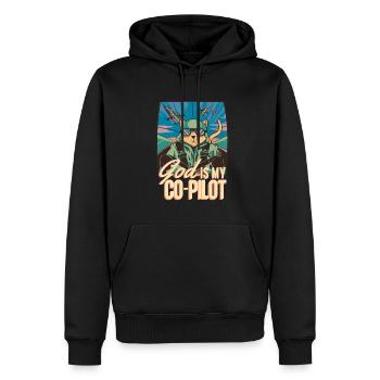 Dieu est mon copilote Avion Cat Assistant - Sweat à capuche Premium bio Homme - noir - Devant - Nico (187cm)