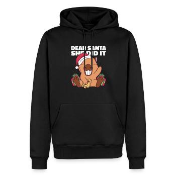 Cher Père Noël, elle l’a fait - Sweat à capuche Premium bio Homme - noir - Devant - Nico (187cm)