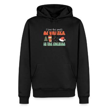 J’adore l’odeur de l’hiver le soir de - Sweat à capuche Premium bio Homme - noir - Devant - Nico (187cm)
