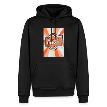 Radiate Love Rainbow Happiness Hippies - Men’s Premium Organic Hoodie - black - Front - Nico (187cm)