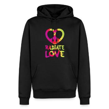 Radiate Love Rainbow Happiness Hippies - Men’s Premium Organic Hoodie - black - Front - Nico (187cm)