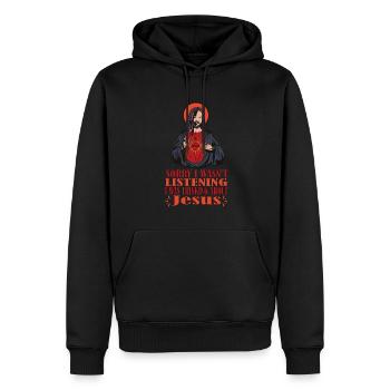 Sorry I didn't listen - Men’s Premium Organic Hoodie - black - Front - Nico (187cm)