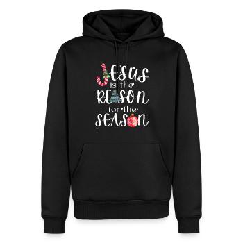 Jesus Ist Der Grund Für Den Saisonalen - Männer Premium Bio Hoodie - Schwarz - Vorne - Nico (187cm)