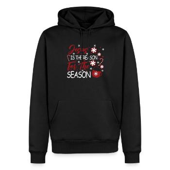 Jesus Ist Der Grund Für Den Saisonalen - Männer Premium Bio Hoodie - Schwarz - Vorne - Nico (187cm)