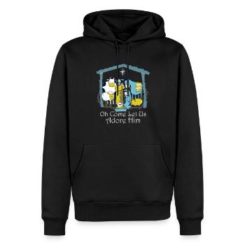 Oh, Lass Uns Ihn Verehren, Neugeborene - Männer Premium Bio Hoodie - Schwarz - Vorne - Nico (187cm)