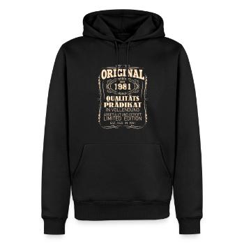 Vintage Original 1981 Geboren Jahrgang 1981 - Männer Premium Bio Hoodie - Schwarz - Vorne - Nico (187cm)