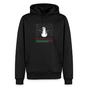 Charge de Noël Bonhomme de neige Neige Hiver Froid - Sweat à capuche Premium bio Homme - noir - Devant - Nico (187cm)