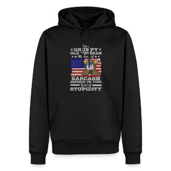 Funny American Experienced Father Grandpa My - Men’s Premium Organic Hoodie - black - Front - Nico (187cm)
