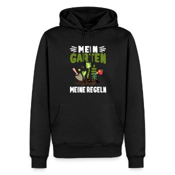 Mein Garten Meine Regeln Hobby-Gärtner Spruch - Männer Premium Bio Hoodie - Schwarz - Vorne - Nico (187cm)