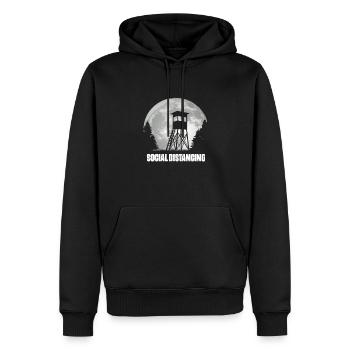 Stand de chasseur à distance sociale hobby hunter nature - Sweat à capuche Premium bio Homme - noir - Devant - Nico (187cm)