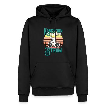 Kondition Statt Strom Fahrrad Fahrradfahrer Spruch - Männer Premium Bio Hoodie - Schwarz - Vorne - Nico (187cm)