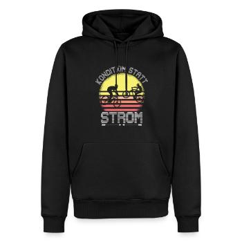 Fahrradspruch Fahrradfahrer Kondition Statt Strom - Männer Premium Bio Hoodie - Schwarz - Vorne - Nico (187cm)
