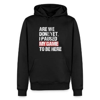 Conception de jeu Je possède mon jeu ici - Sweat à capuche Premium bio Homme - noir - Devant - Nico (187cm)