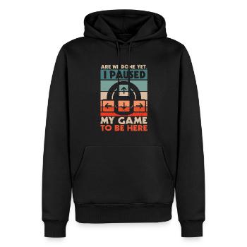 Conception de jeu Je possède mon jeu ici - Sweat à capuche Premium bio Homme - noir - Devant - Nico (187cm)